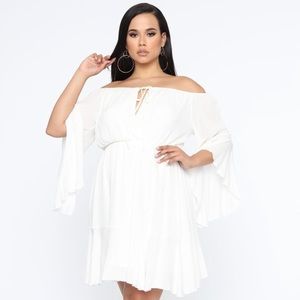 FASHIONOVA OFF THE SHOULDER DRESS IVORY